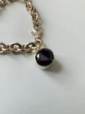 Sterling Silver Charm Bracelet with Amethysts Charm