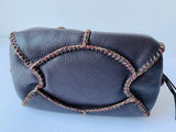 Carlos Falchi Fatto a Mano Leather Brown Mini Duffle Whipstitch Handbag