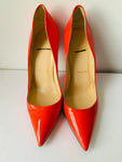 Christian Louboutin Orange Patent Stiletto Leather So Kate Pumps Size 37