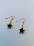 Black Star Druzzie Style Pierced Dangle Earrings