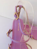 Ann Taylor Rhiannon Croco Buckle Strap Block Heels in Washed Lavender Size 6.5