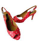 Ann Taylor Hot Pink & White Polka Dot Peep Toe Slingback Pump Size 7