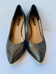 Rachel Zoe Bronze Metallic Reptile Wedge Size 8