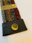 Nakamol Leather and Multicolored Rhinestone Bracelet