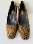 Vintage Tom Ford for Yves Saint Laurent Brocade Square Toe Kitten Heels YSL Size 39