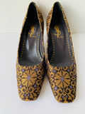 Vintage Tom Ford for Yves Saint Laurent Brocade Square Toe Kitten Heels YSL Size 39