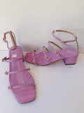 Ann Taylor Rhiannon Croco Buckle Strap Block Heels in Washed Lavender Size 6.5