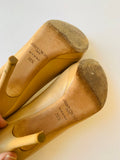 Jimmy Choo Nude Leather Peep Toe Platform Pumps Size 38.5