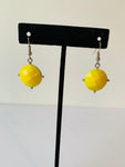 Yellow Faceted Bead Statement Earrings