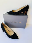 Ann Taylor Bette Black Suede Tort Heel Pump Size 7.5
