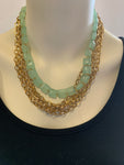Gold Multi Strand Necklace with Green Beads - C&J Collections Chicago