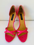 Ann Taylor Hot Pink Faux Croc Patent Strappy Heeled Sandal Size 7