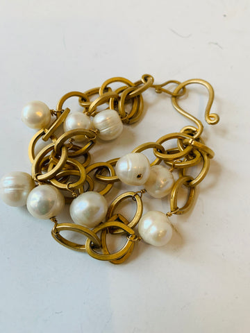 Gold Tone Pearl Bracelet