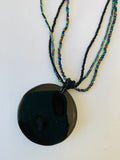 Shell and Bead BlackPendent Necklace