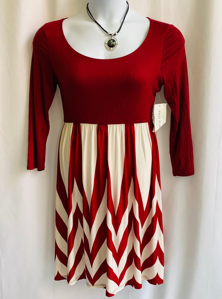 Filly Flair Burgundy Chevron Knit Dress Size Large
