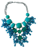 Blue Green Beaded Bauble Statement Necklace