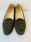 Salvatore Ferragamo Boutique Olive Green Suede Loafer Size 6