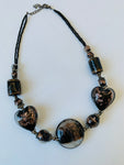 Black Painted Bead Statement Necklace
