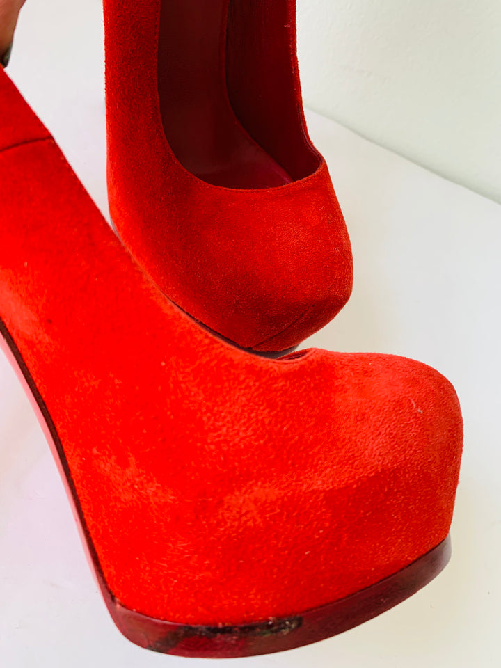 Yves Saint Laurent Tribute Red Suede Platform Pump Size 36