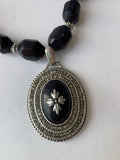Patricia Nash Deep Blue Speckled Chunky Rhinestone Stone Pendent Necklace