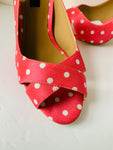 Ann Taylor Hot Pink & White Polka Dot Peep Toe Slingback Pump Size 7