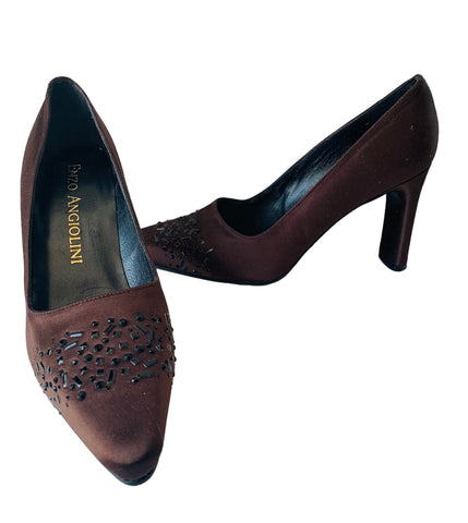 Enzo Angiolini Brown Beaded Pumps Size 6.5