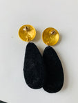 Oversized Black and Gold Tine Velvet Earrings