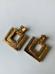 Gold Tone Roped Rhinestone Earrings